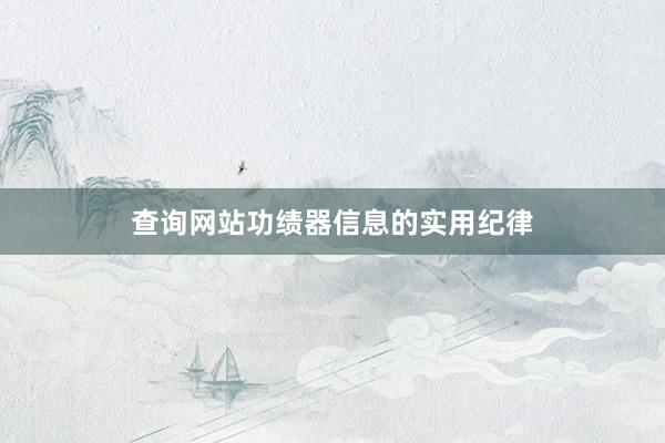 查询网站功绩器信息的实用纪律