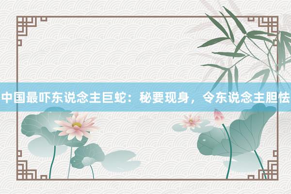 中国最吓东说念主巨蛇：秘要现身，令东说念主胆怯